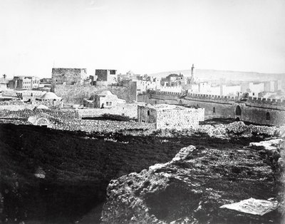 Krisztus-templom és a Jaffa-kapu, Jeruzsálem, 1857 alkotó: Felice Beato